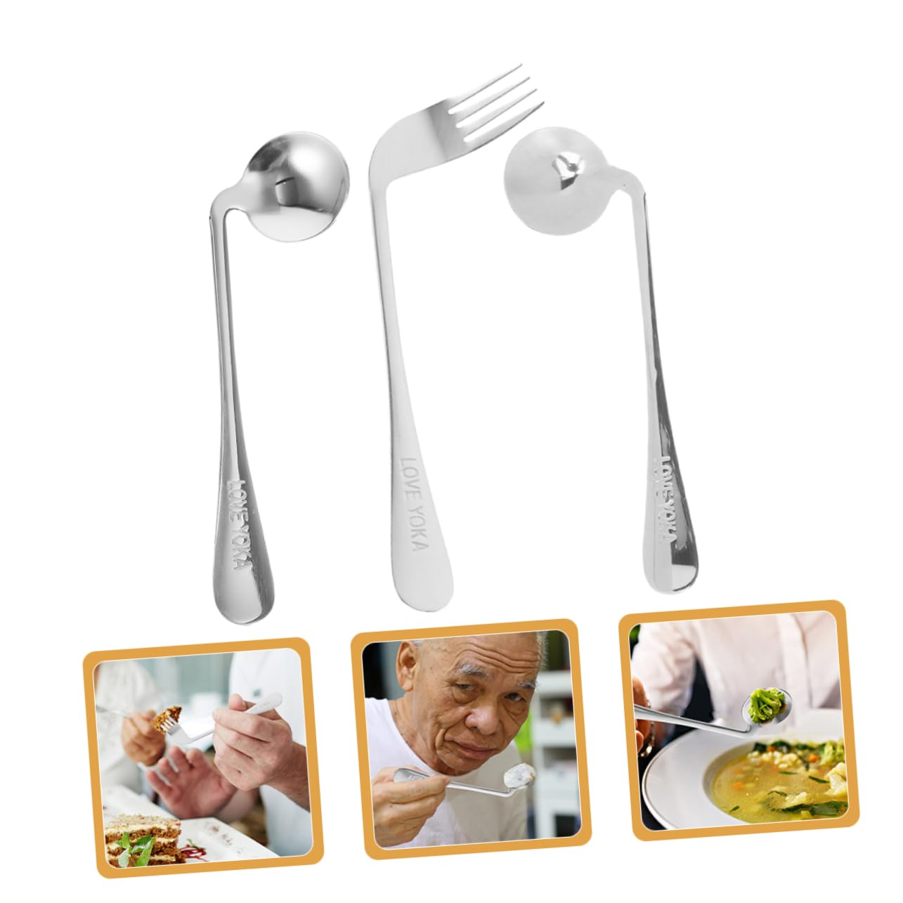 Amazon.co.jp: 1 セット 左利き用の食器 スプーンを曲げる 曲がった